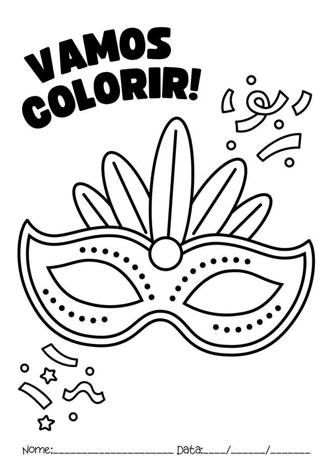 Máscaras de carnal para imprimir e colorir para alfabetização página 1